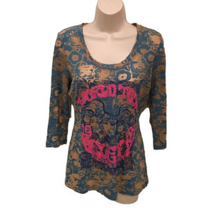 SEVEN7 Long Sleeve Burn-Out Tee Shirt